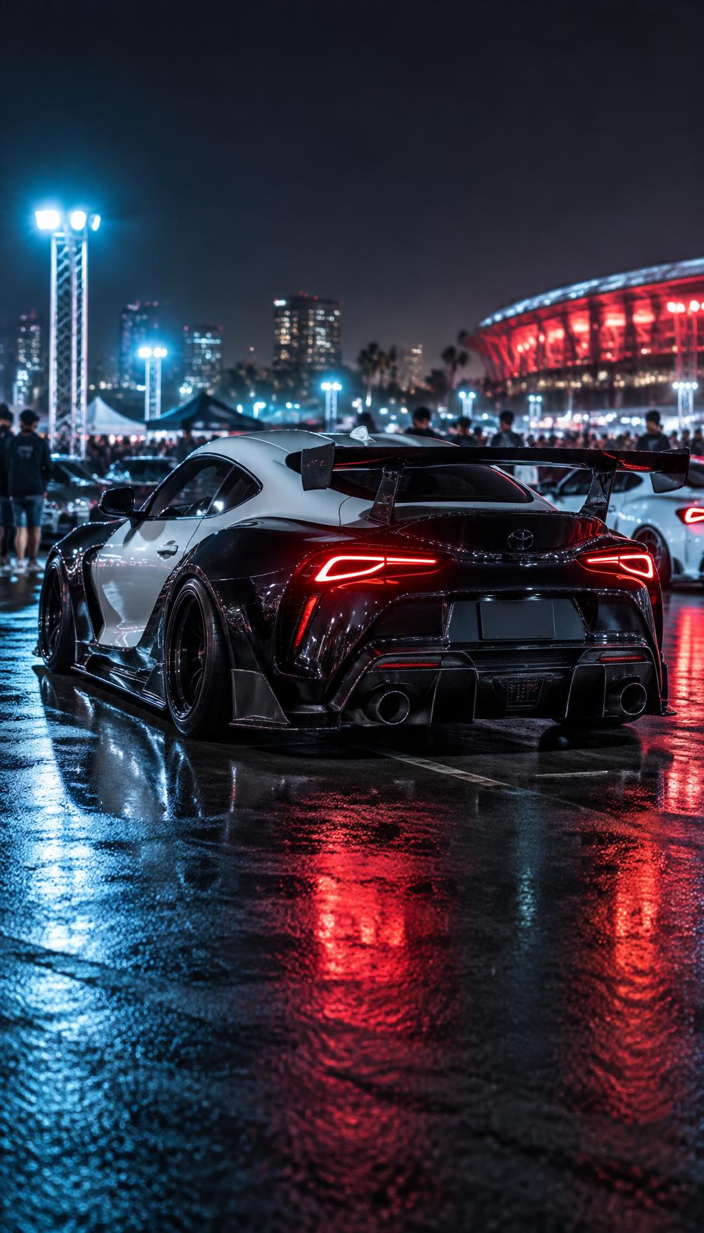 Modified sports car at a night car show